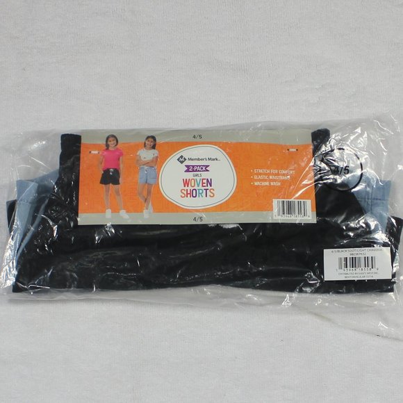 Member's Mark 2-PACK Girl's 4/5 Elastic Waist Woven Shorts - Picture 5 of 5